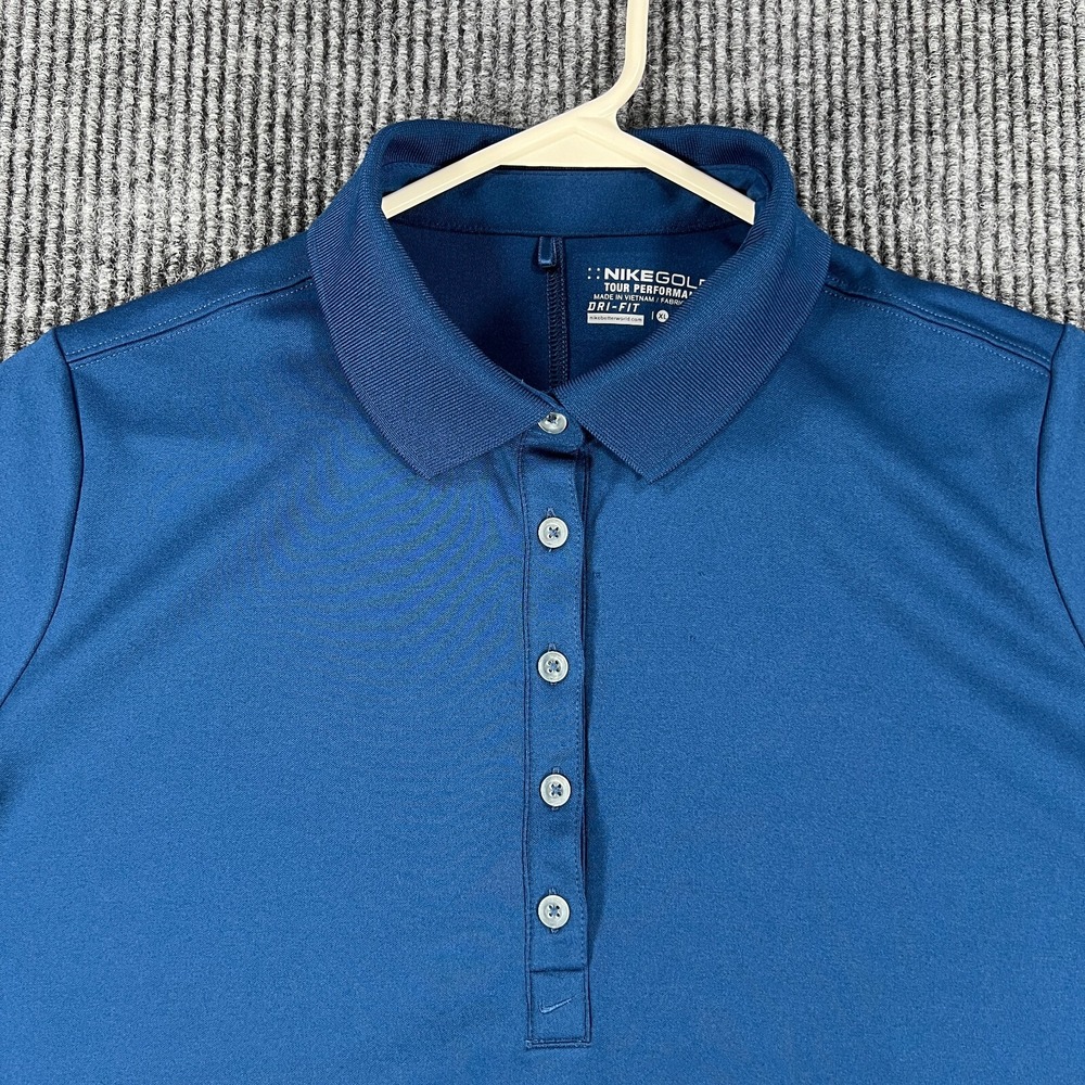 Nike Polo Shirt Womens XL Extra Large Blue Short Sleeve Golf Tour Performance